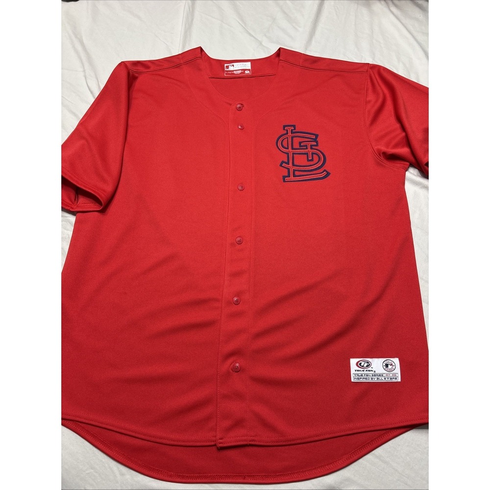 St. Louis Cardinals Red w Applique True Fan Baseball Jersey Mens Size XL